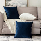 Set of 2 Blue Velvet Cushion Covers