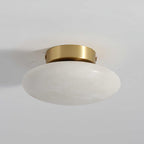 Lunelle Alabaster Oval Ceiling Light – Brass Accent Fixture