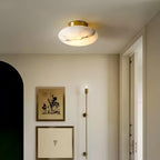 Lunelle Alabaster Oval Ceiling Light – Brass Accent Fixture