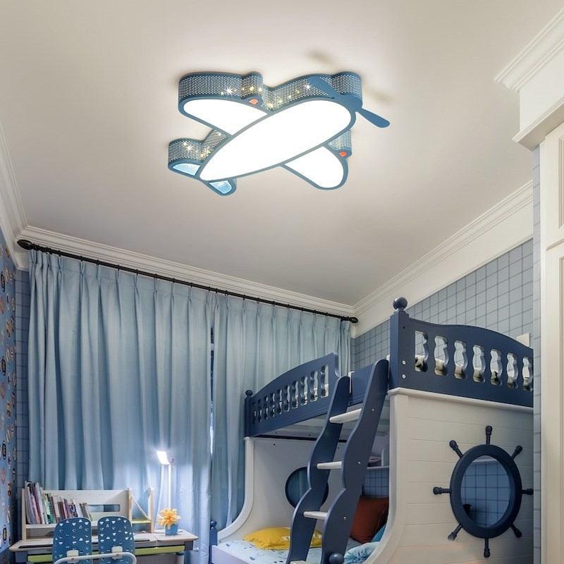 Dimmable Aluminum Airplane Ceiling Light - Modern Design Light Fixture for Children's Room, Adjustable LED Lighting