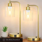 Glowport | Set of 2 Touch Control Bedside Lamps with USB Ports & AC Outlet