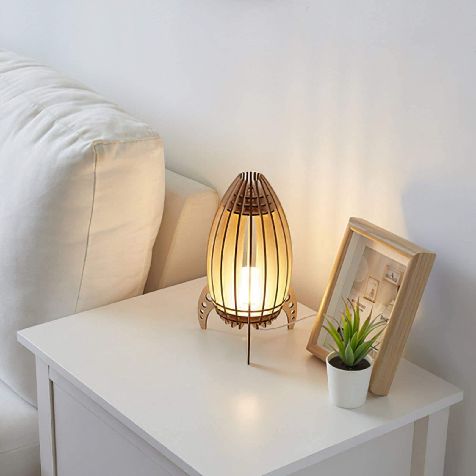 Retro Design Wooden Bedside Lamp - Warm Lighting for Children's Bedroom or Living Room