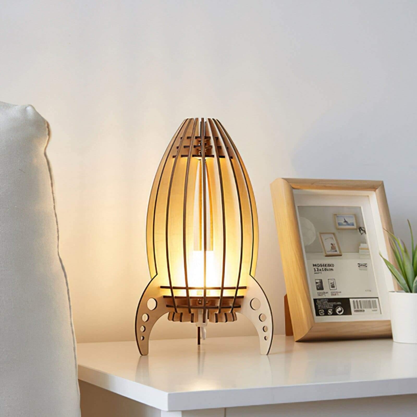 Retro Design Wooden Bedside Lamp - Warm Lighting for Children's Bedroom or Living Room