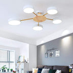 Scandinavian Design Ceiling Light in Natural Wood - 80 cm LED Light with 5 Lights for Living Room