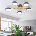 Scandinavian Design Ceiling Light in Natural Wood - 80 cm LED Light with 5 Lights for Living Room