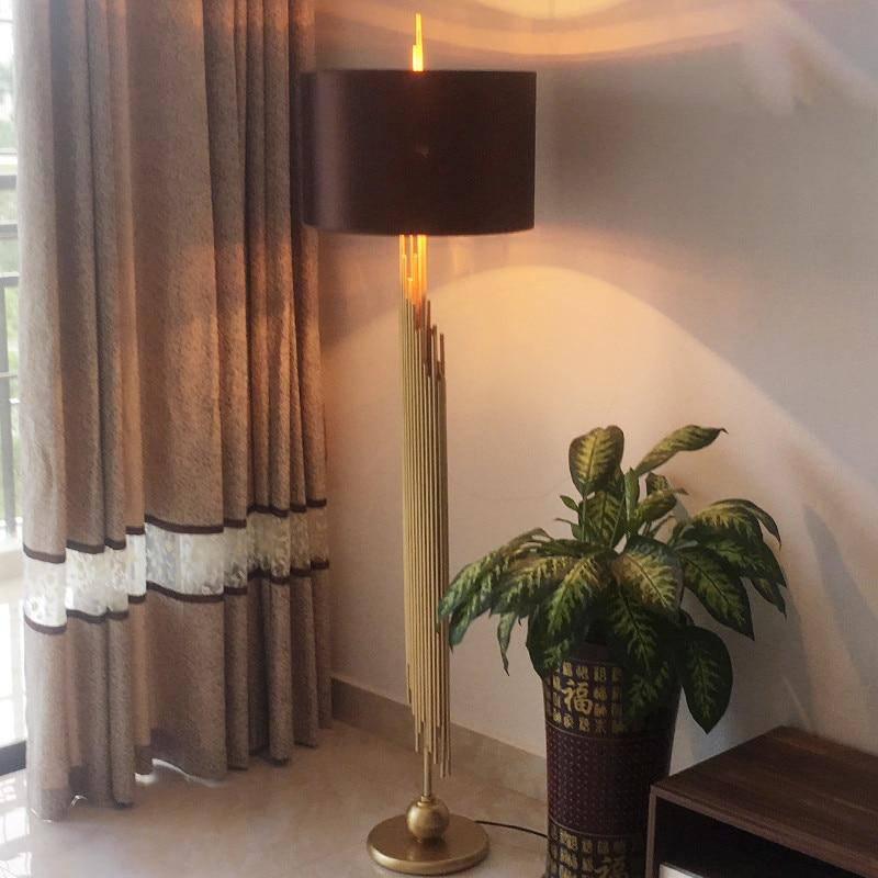 Black and Gold Metal Designer Floor Lamp with Fabric Shade - Soft Lighting for Living Room and Large Spaces